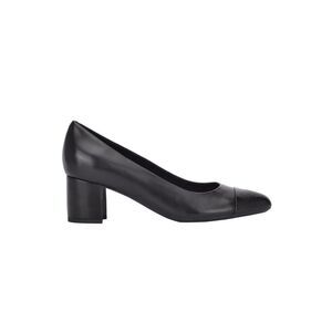 EVOLVE Womens Black Snakeskin Cap Rainie Almond Slip On Leather Pumps 8.5 M